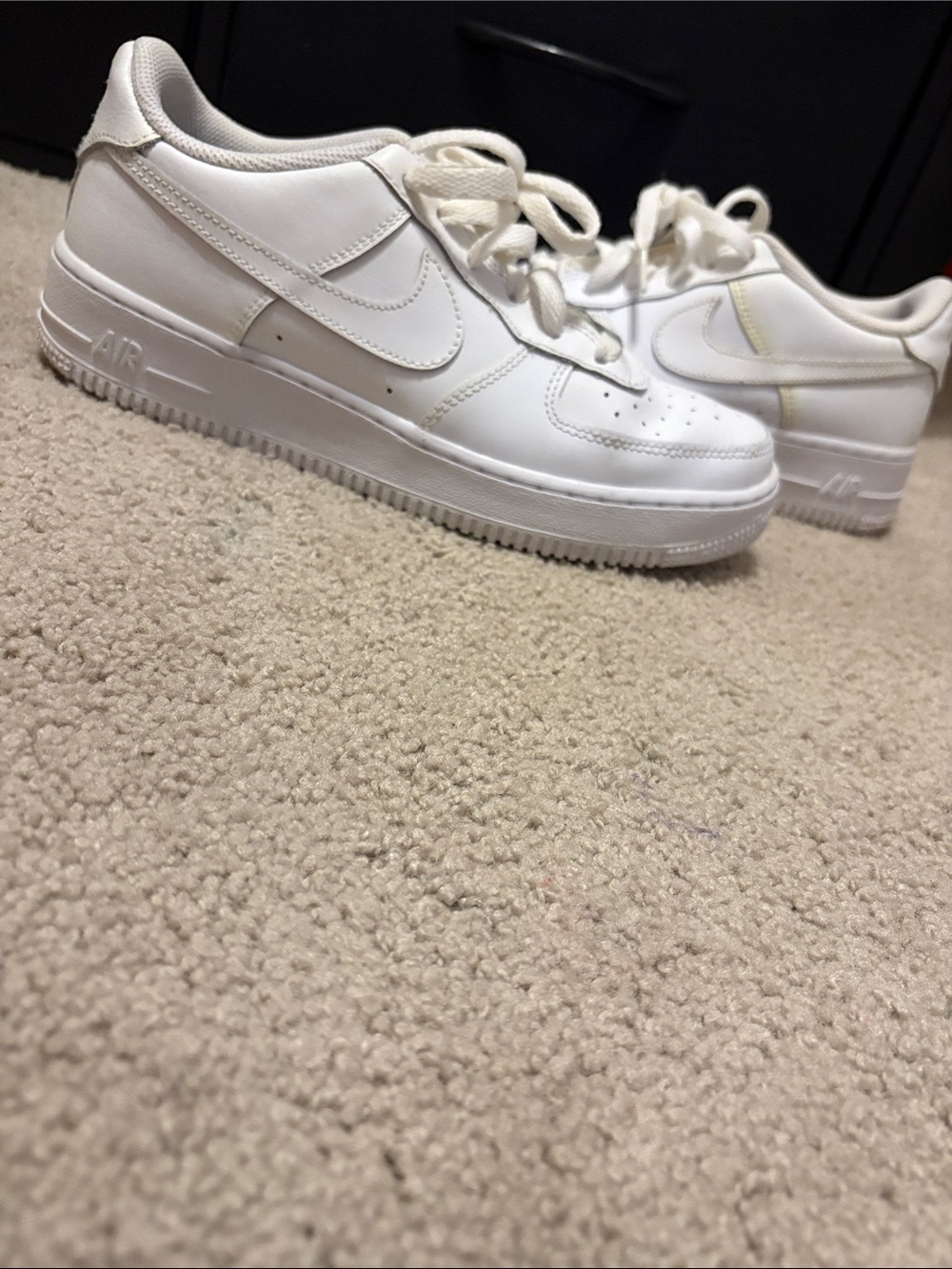 Kids All-White Low-Top Sneakers with Swoosh Accent